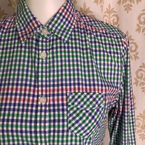 AEO 100% Cotton colorful plaid long sleeve button down shirt 8